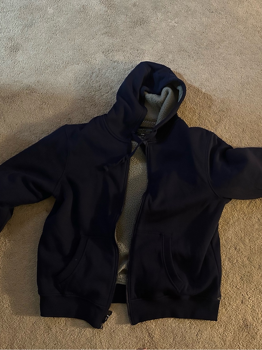 Men's Navy Hooded Zip Jacket Large
